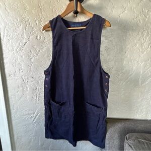 Karen Scott Vintage Cotton Corduroy Navy Overall Dress